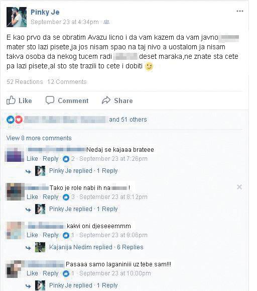 Niz Eldinovih prijetnji i psovki na Facebooku - Avaz