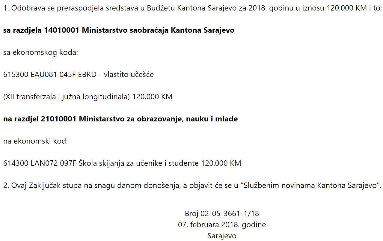 Faksimil odluke objavljene u ''Službenim novinama'' - Avaz