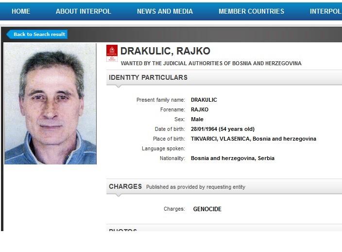 Interpol traga za ratnim zločincem Drakulićem