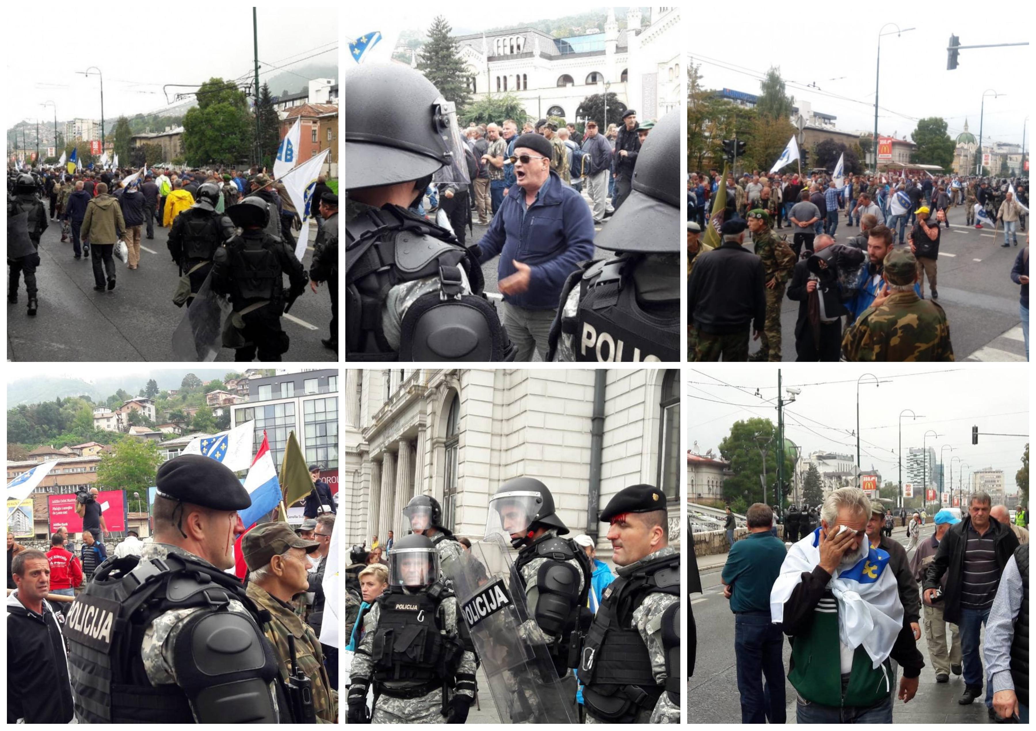 Nakon incidenta na protestima boraca povrijeđeno sedam policajaca, četiri osobe uhapšene