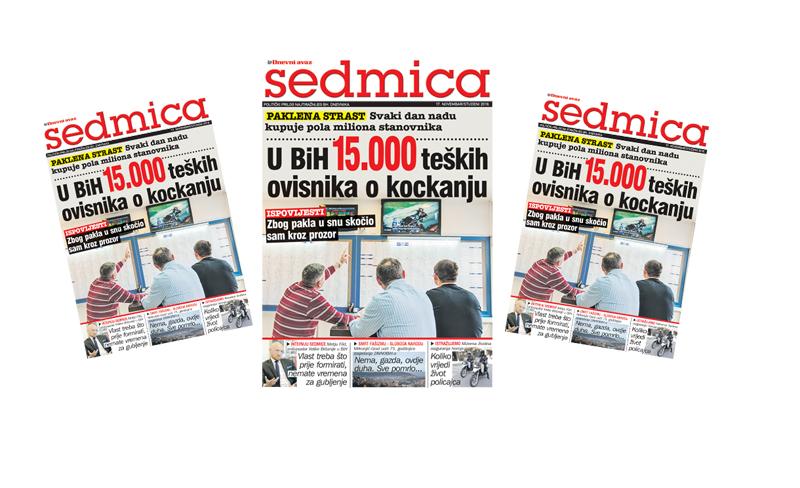 Danas u "Dnevnom avazu" redovni prilog "Sedmica": U BiH 15.000 teških ovisnika o kockanju