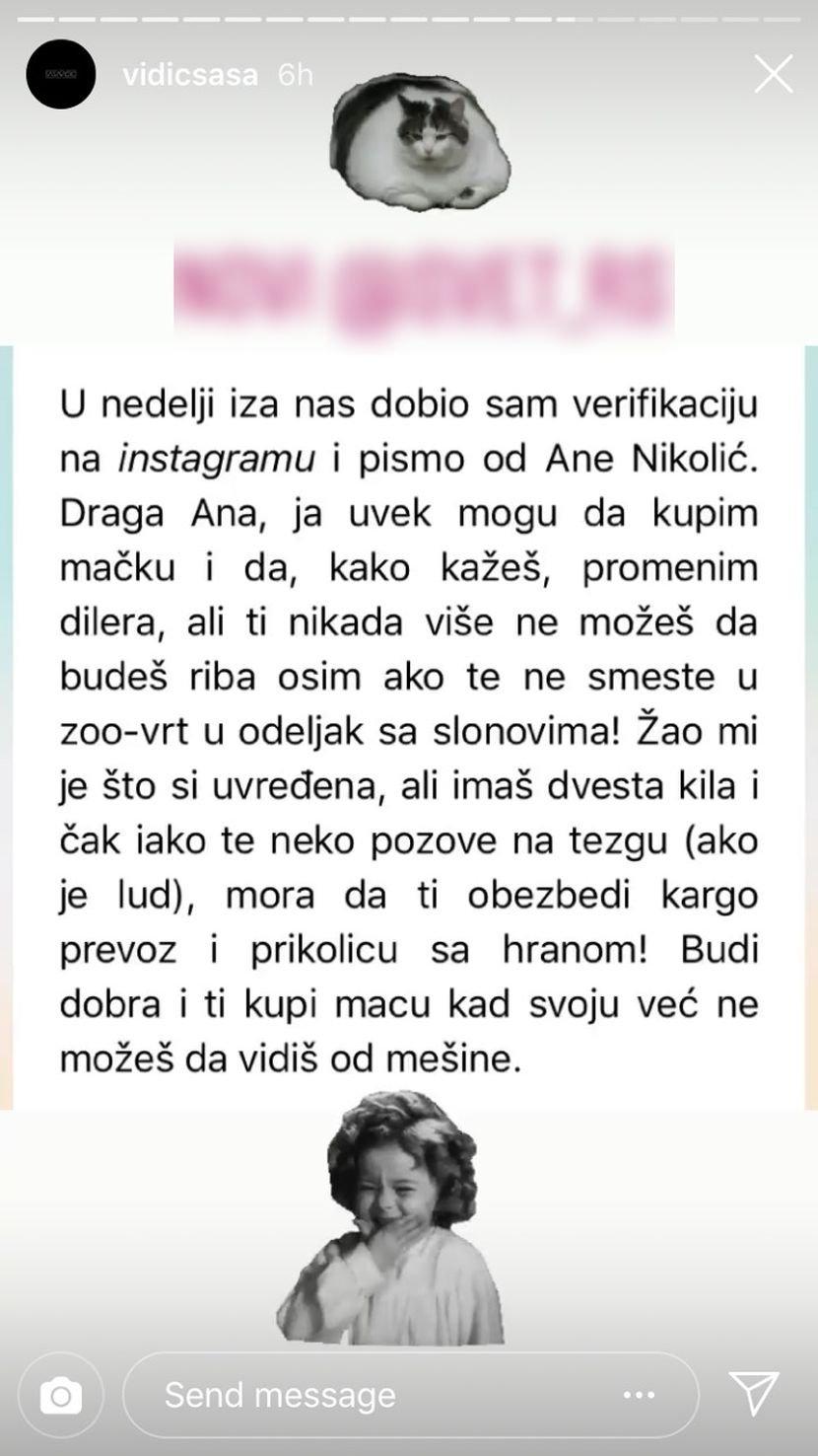 Odgovor Saše Vidića na komentar Ane Nikolić - Avaz