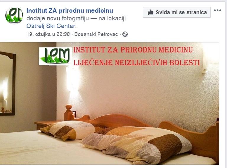 Reklama za lječilište na jednoj od FB stranica - Avaz