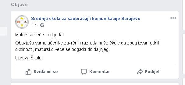 Objava na Facebooku - Avaz