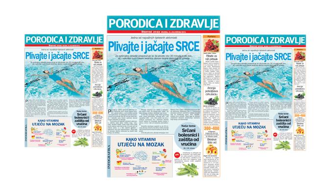 Srijedom u "Dnevnom avazu" magazin "Porodica i zdravlje": Plivajte i jačajte srce