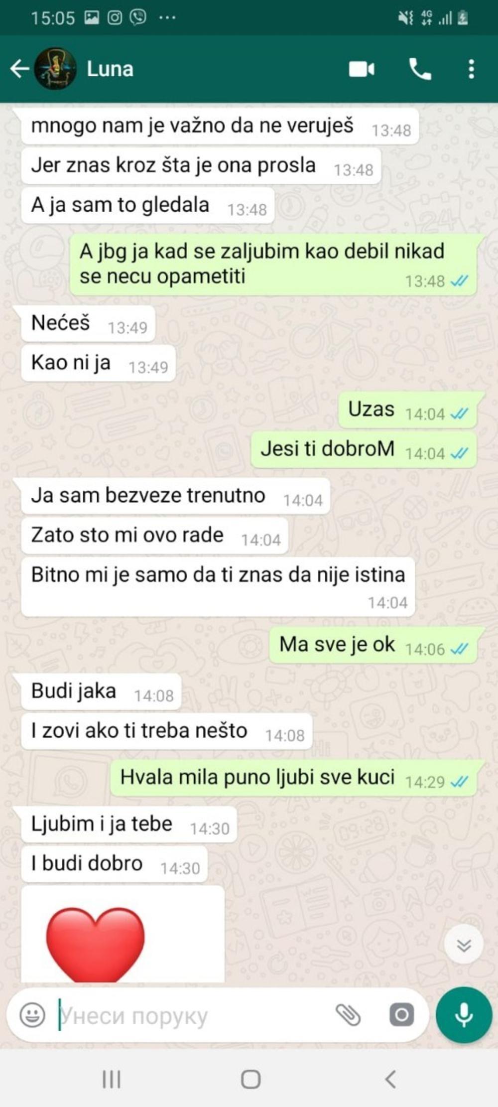 Luna Đogani slala poruke podrške Nadeždi - Avaz