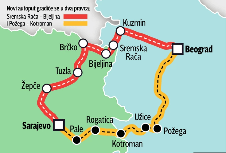 Mapa bufdućeg autoputa - Avaz