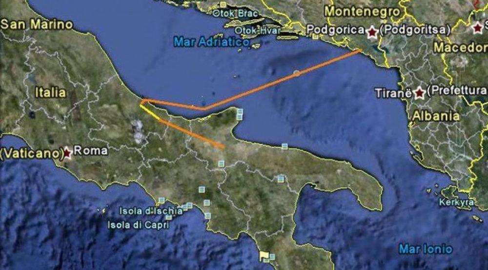 Mapa pokazuje kako su energetskim kablom povezane Crna Gora i Italija - Avaz