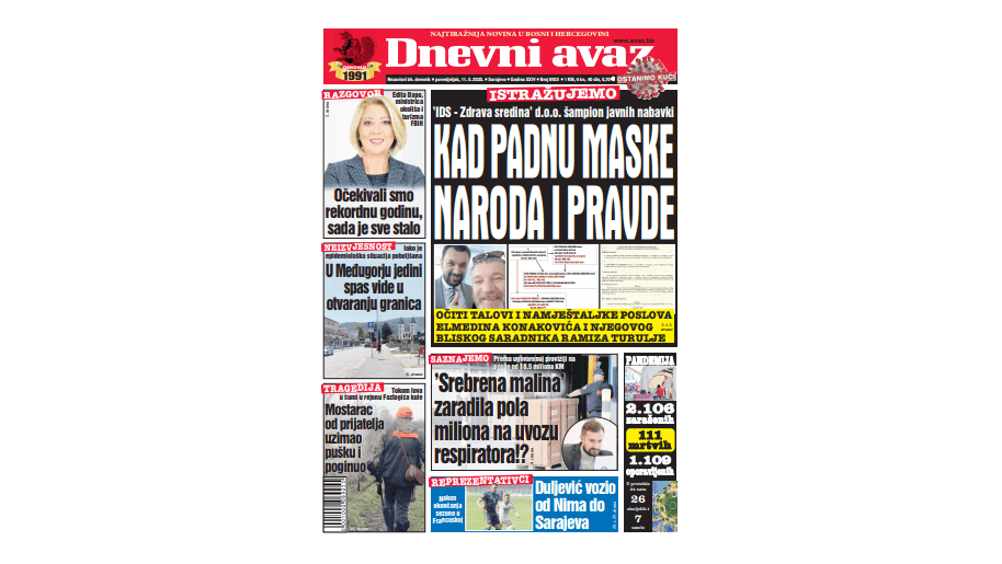 Danas u "Dnevnom avazu" čitajte: Kad padnu maske Naroda i pravde