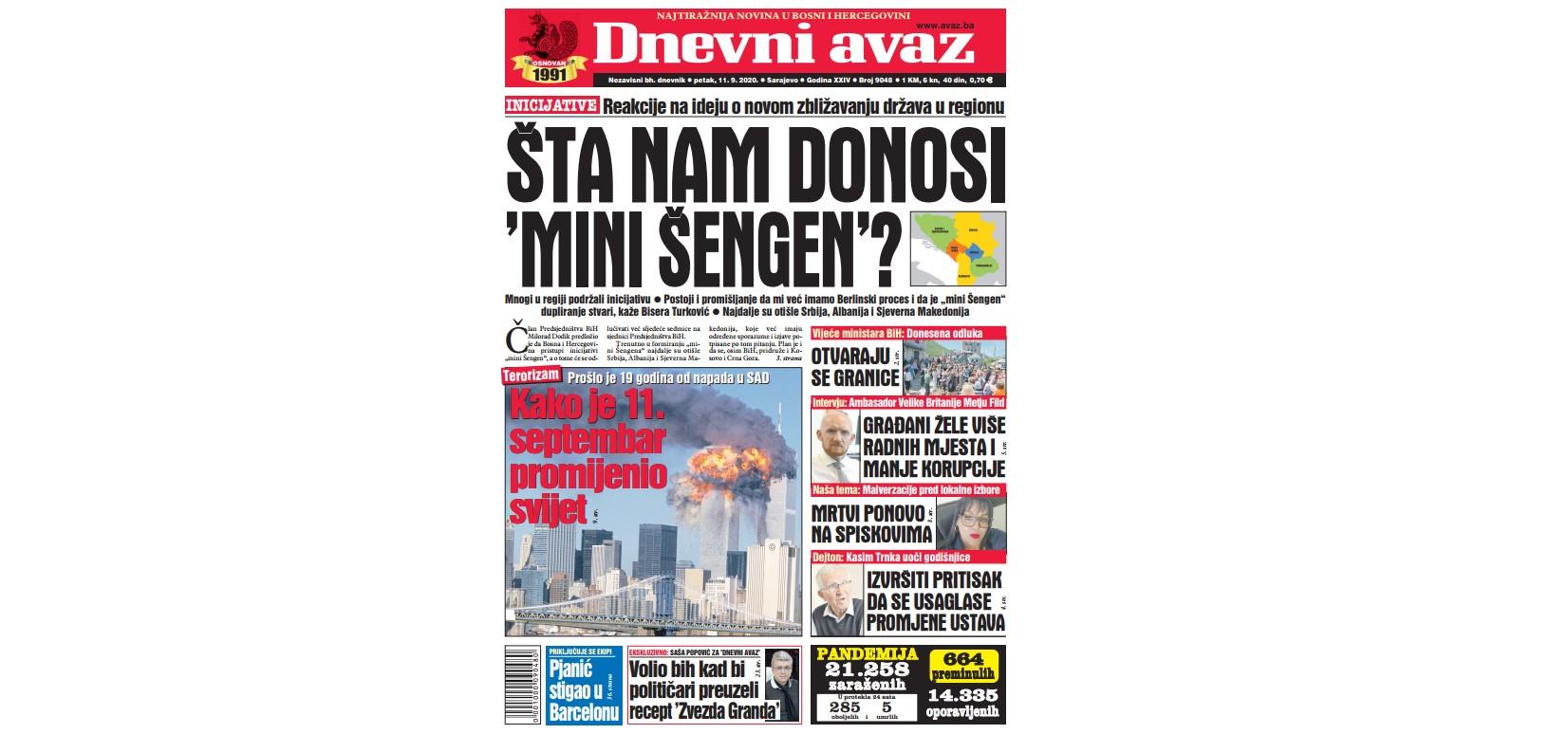 Danas u "Dnevnom avazu" čitajte: Šta nam donosi "mini Šengen"?