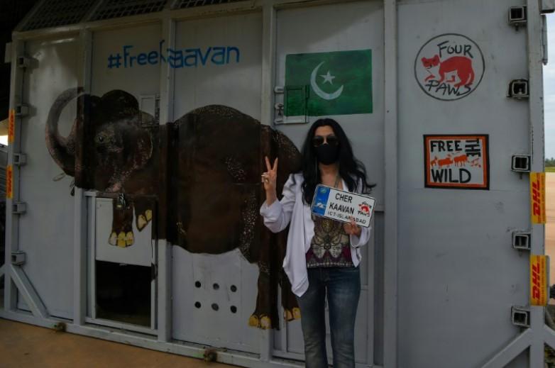 Cher was at Siem Reap airport and waved excitedly at the plane after it landed - Avaz