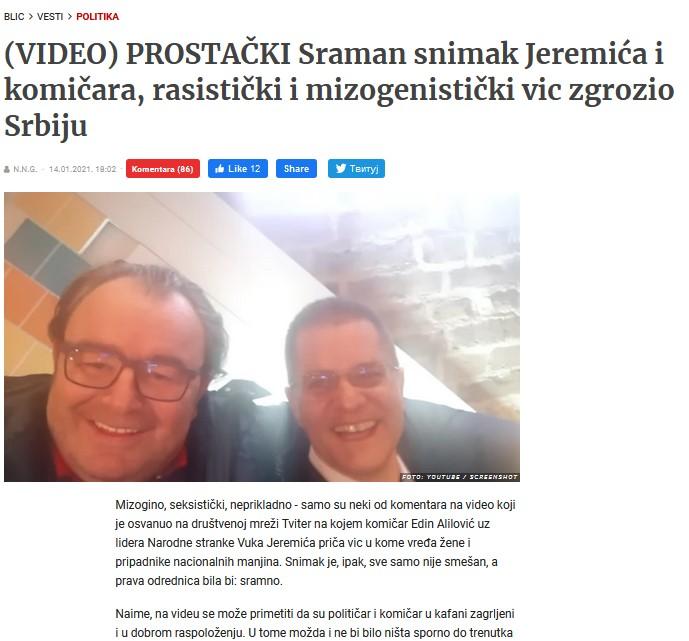 O skandalu pisao srbijanski Blic - Avaz