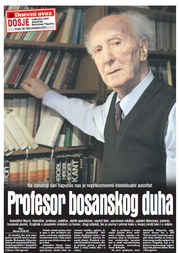 Naslovnica dosjea: Profesor bosanskog duha - Avaz