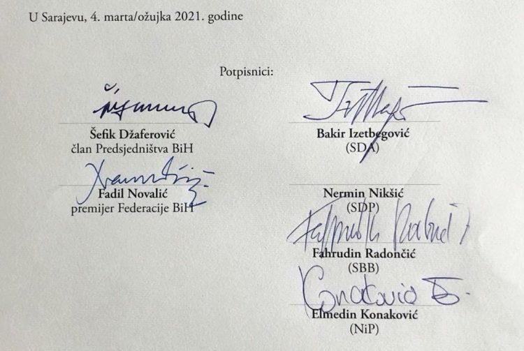 Predstavnici političkih stranaka, izuzev Nermina Nikšića, potpisali izjavu o položaju povratnika u Srebrenici