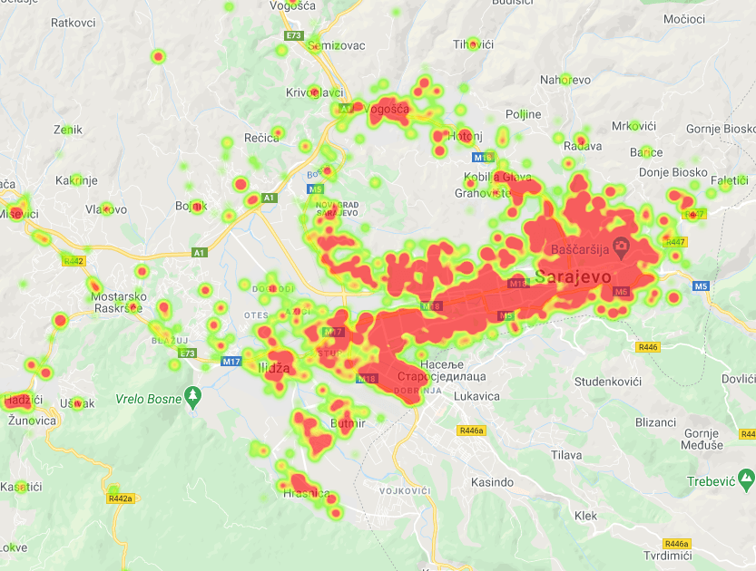 Live mapa: Korona najviše hara u ovim sarajevskim naseljima