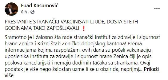 Post gradonačlenika Zenice na Facebooku - Avaz