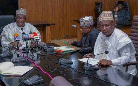 Niger deputy governor Alh Ahmed Mohammed Ketso (left) gives a briefing on 2 June 2021 on the kidnapping of 136 schoolchildren - Avaz