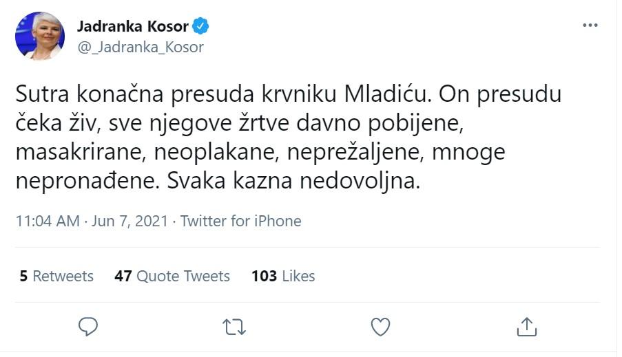 Objava na Twitteru - Avaz