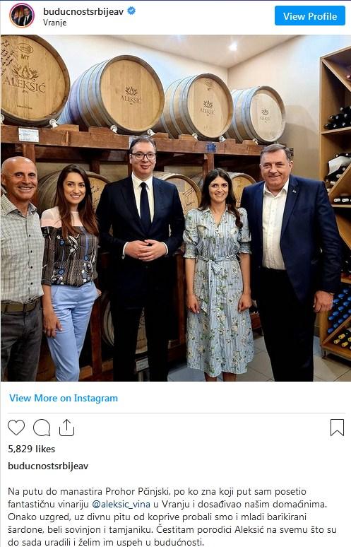 Vučićeva objava na Instagramu - Avaz