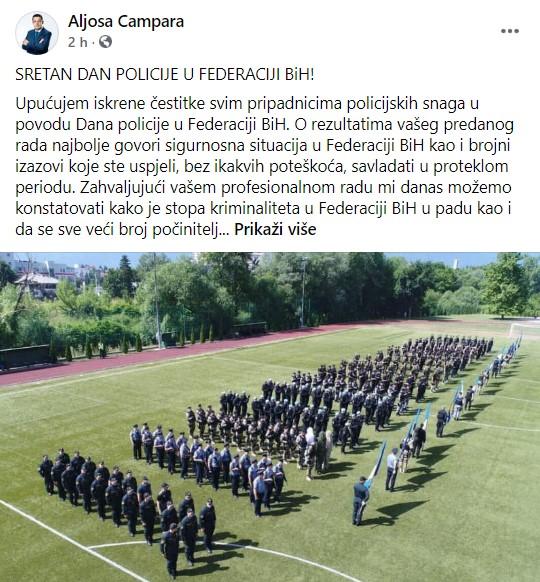 Objava Čampare na Facebooku - Avaz