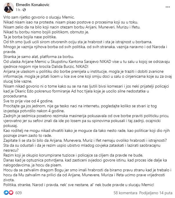 Objava na Facebooku - Avaz