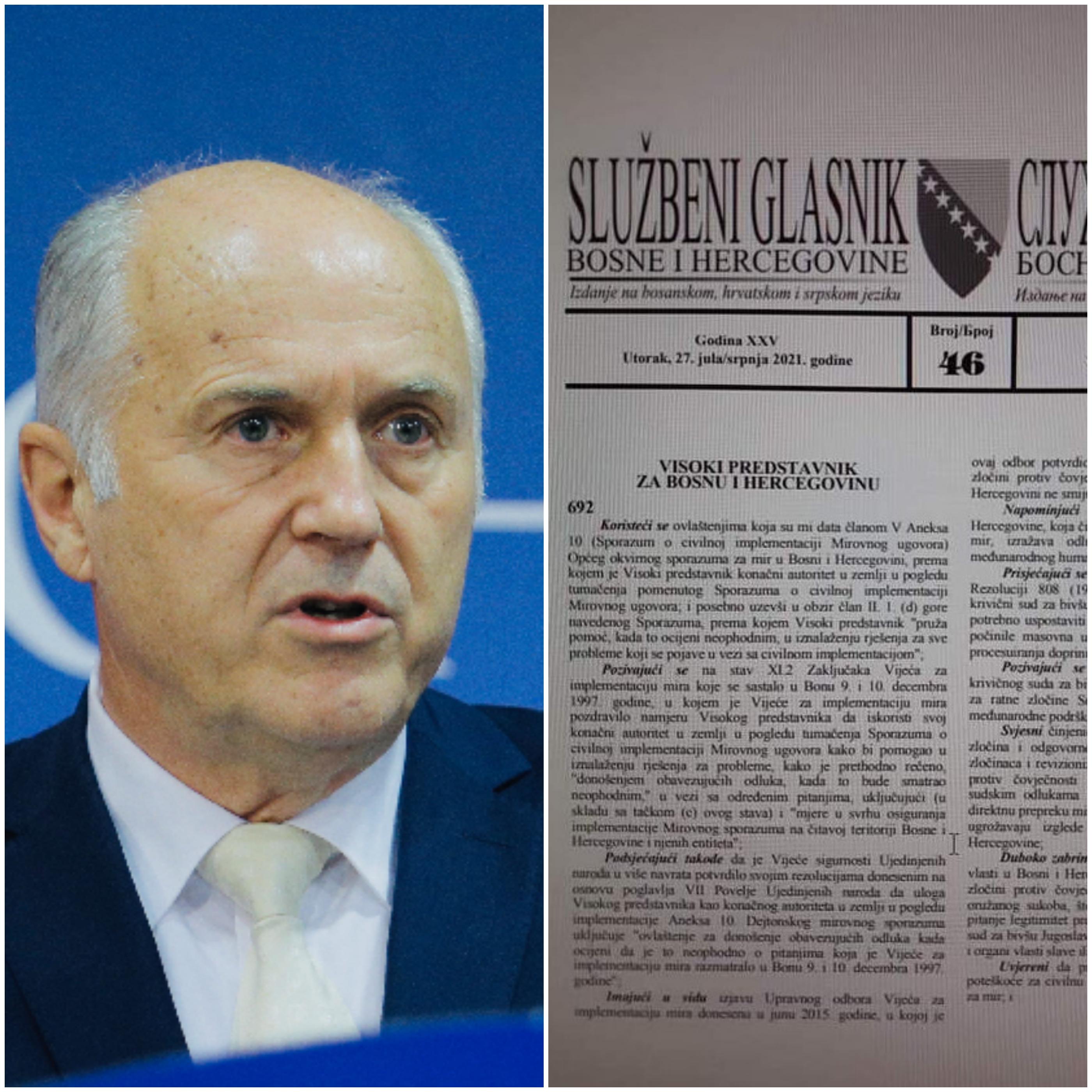 Incko: Nametnuo izmjene Krivičnog zakona BiH koje su objavljene u "Službenom glasniku BiH" - Avaz