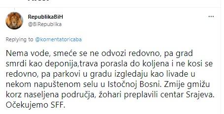 Komentar na Twitteru - Avaz