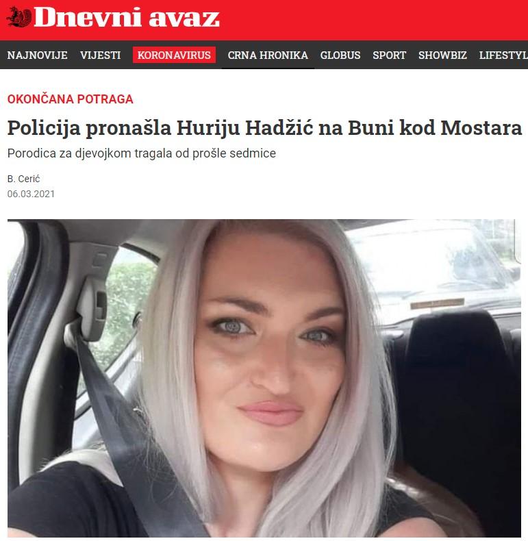 Hadžić je i ranije nestala, ali je pronađena - Avaz