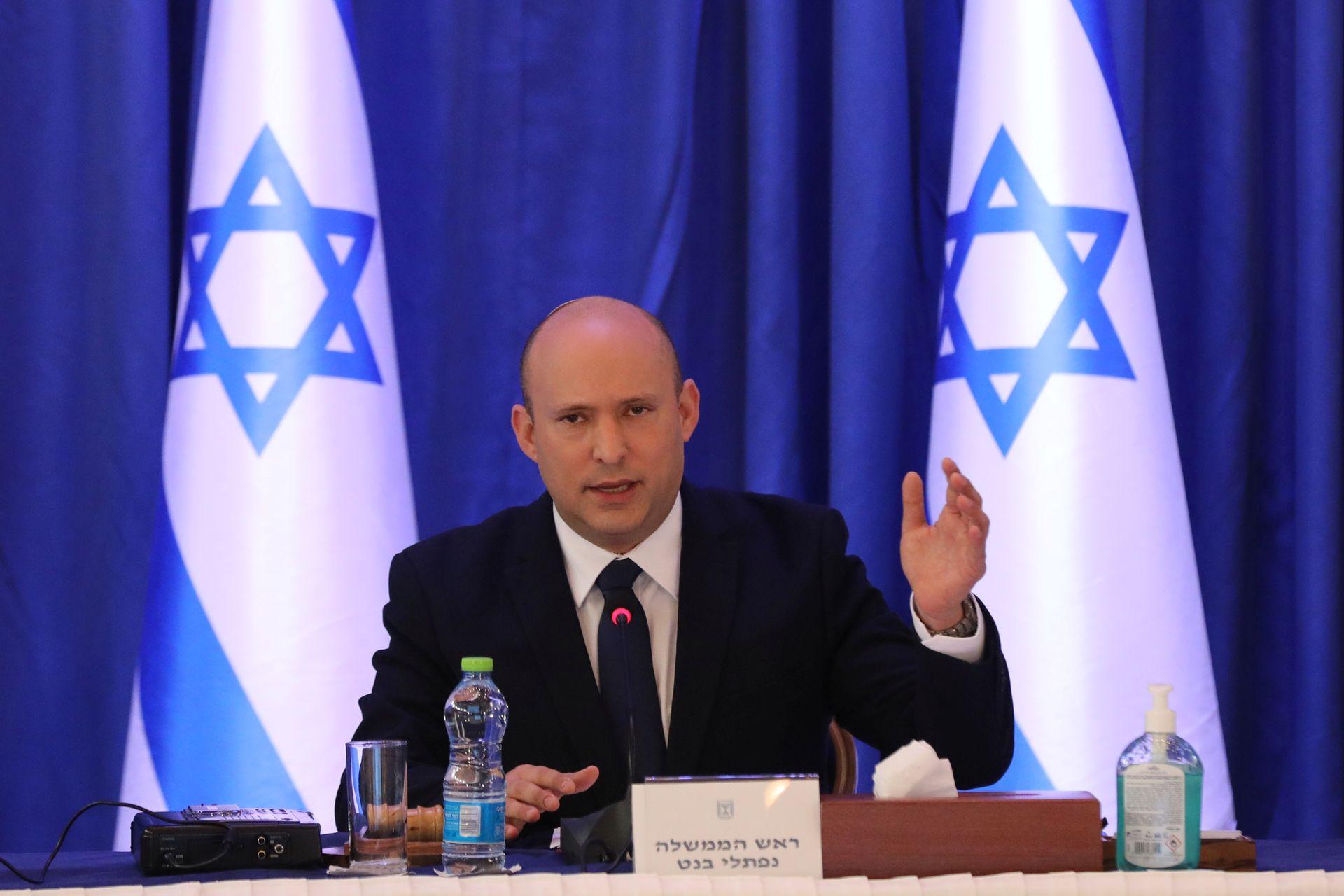 Israeli Prime Minister Naftali Bennett attends a cabinet meeting at the Ministry of foreign affairs offices in Jerusalem, September 12, 2021. - Avaz