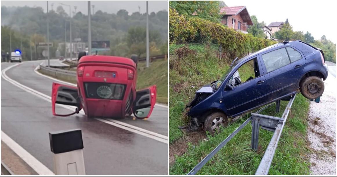 Kod Zenice Škoda se prevrnula na krov, a kod TE Kakanj automobil se nasukao na bankinu