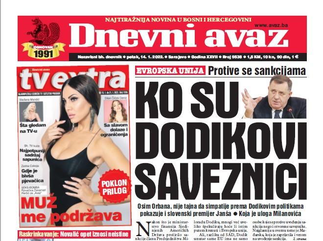 Danas u "Dnevnom avazu" čitajte: Ko su Dodikovi saveznici