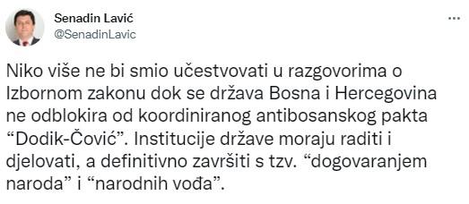 Status Lavića na Twitteru - Avaz