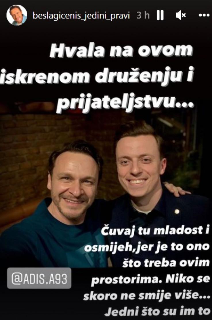 Enis Bešlagić sliku s Adisom Ahmetovićem objavio na Instagram storyju - Avaz