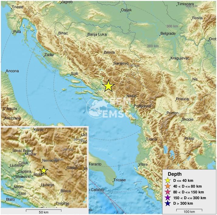 Epicentar 26 kilometara južno od Metkovića - Avaz