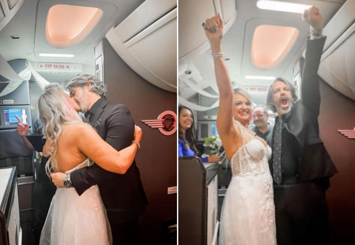 Par nije stigao na vjenčanje u Las Vegas, pa se vjenčali u avionu