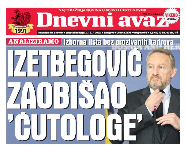 Danas u "Dnevnom avazu" čitajte: Izetbegović zaobišao ćutologe