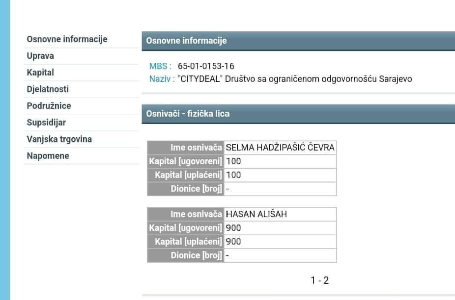 Izvod iz registra poslovnih subjekata - Avaz