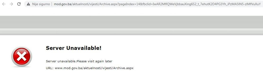Onemogućen pristup zvaničnoj stranici Ministarstva odbrane BiH - Avaz