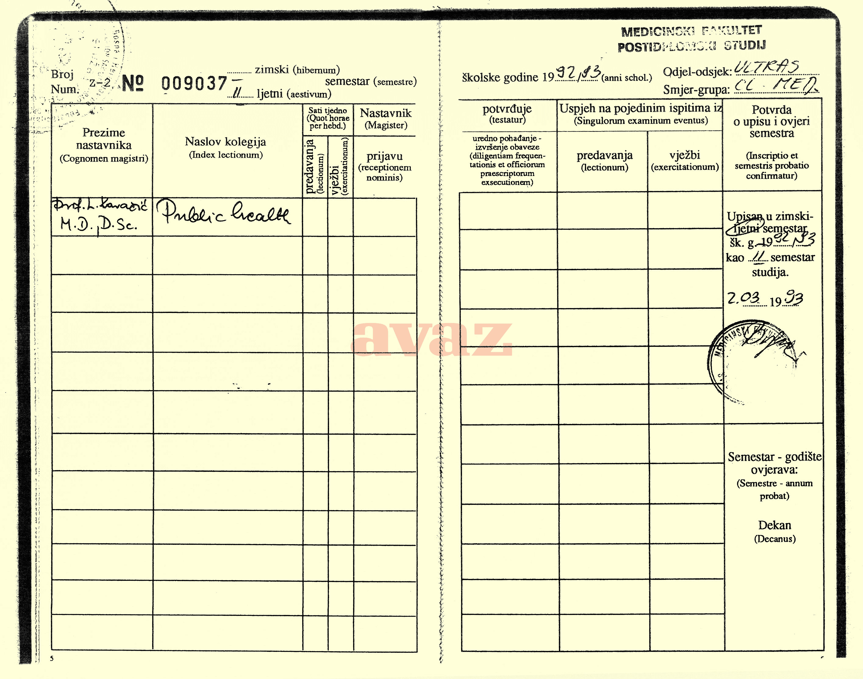 Na dokumentima je naveden samo sadašnji pečat Medicinskog fakulteta u Sarajevu - Avaz