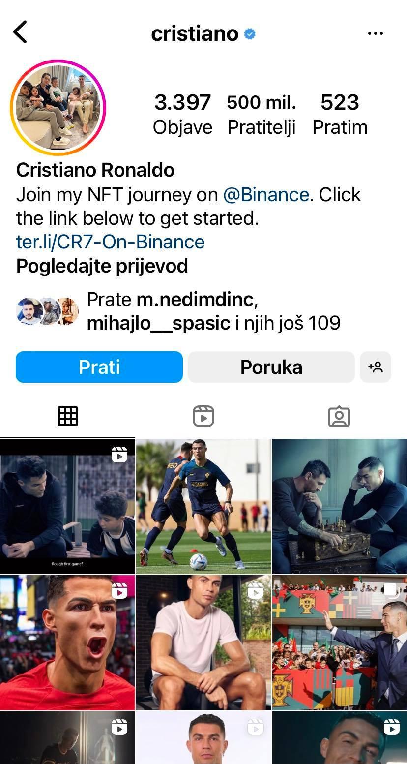 Ronaldo: Ima 500 miliona pratitelja na Instagramu - Avaz