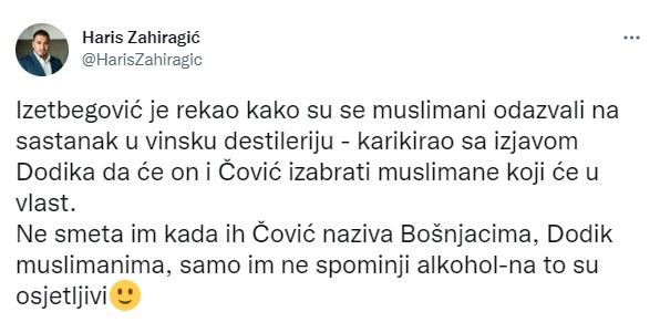 Tvit Harisa Zahiragića - Avaz