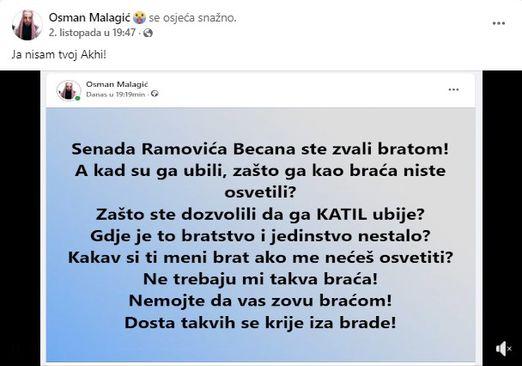 Jedna od ranijih objava Osmana Malagića - Avaz