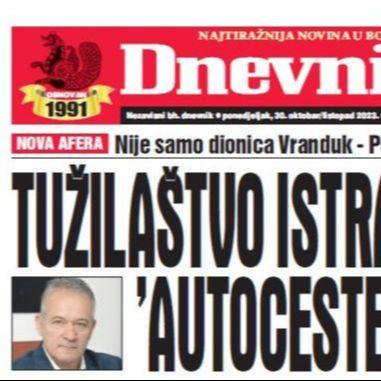 U današnjem "Dnevnom avazu" čitajte: Tužilaštvo istražuje "Autoceste FBiH"