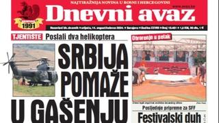 U današnjem "Dnevnom avazu" čitajte: Srbija pomaže u gašenju