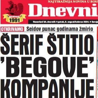 U današnjem "Dnevnom avazu" čitajte: Šerif štitio "Begove" kompanije