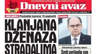 U današnjem "Dnevnom avazu" čitajte o posljednjem ispraćaju žrtava užasnih poplava, bolni jecaji odzvanjali Jablanicom