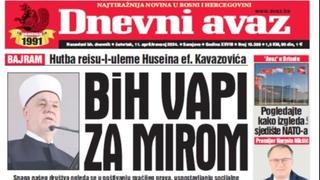 U današnjem "Dnevnom avazu" čitajte: BiH vapi za mirom