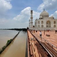 Yamuna river reaches the iconic Taj Mahal's outer walls in India after swelling with monsoon rains