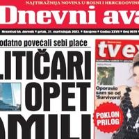 Danas u "Dnevnom avazu" čitajte: Političari opet jamili