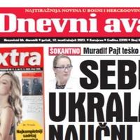 Danas u "Dnevnom avazu" čitajte: Sebija ukrala naučni rad